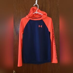 Under Armour Kids' Navy & Orange Hooded Long-Sleeve Top